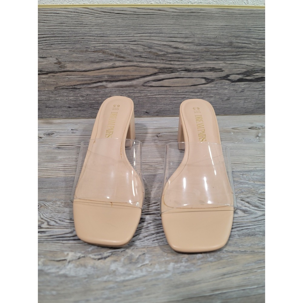 Dream pairs open toe low block heal sandles clear PVC strap sz 6.5